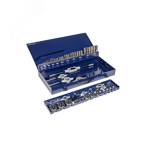 Набор резьбонарезного инструмента STM 35 HSS, 54 предмета, M3-M4-M5-M6-M8-M10-M12-M14-M16-M18-M20 - фото 3