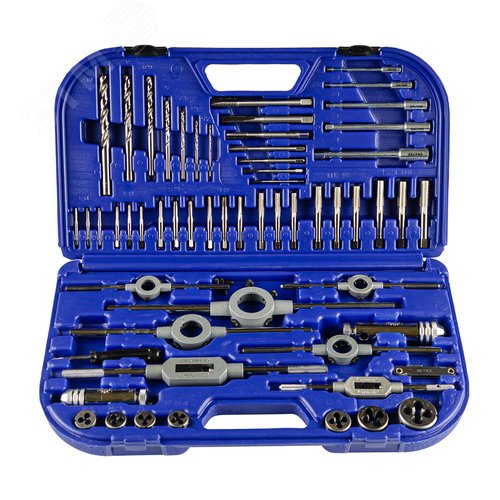 Набор резьбонарезного инструмента KH46S HSS, 58 предметов, M3-M4-M5-M6-M8-M10-M12 - фото 1