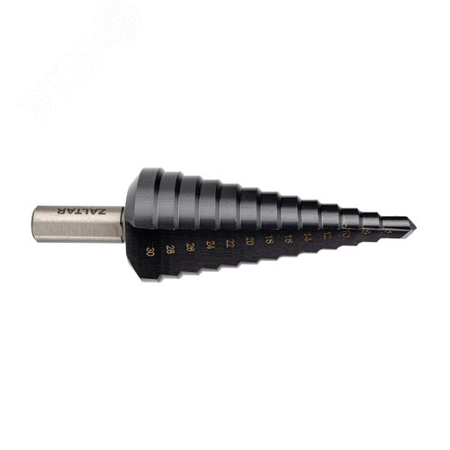 Изображение товара Сверло ступенчатое, HSS TiAlN, Gr.3, 6-30 мм, прямая канавка, трехплоскостной хвостовик (шт)