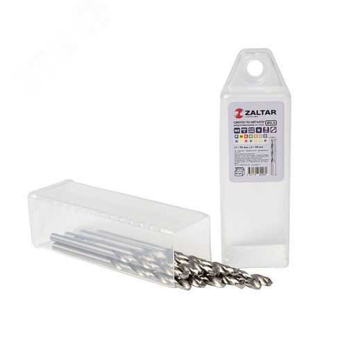 Сверло по металлу, индустриальное, DIN 338, HSS-G, Тип N, 5xD, 3,50 мм, (1 комплект-10 шт) - фото 1