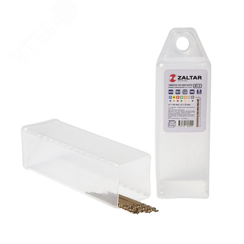 Сверло по металлу, индустриальное, DIN 338, HSS-E Co5, Тип VA, 5xD, 1,00 мм, (1 комплект-10 шт) - фото 1