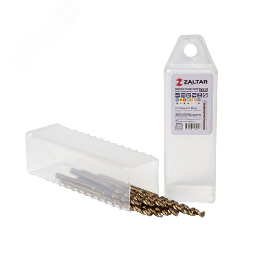 Изображение товара Сверло по металлу, индустриальное, DIN 338, HSS-E Co5, Тип VA, 5xD, 3,00 мм, (1 комплект-10 шт) (упак)