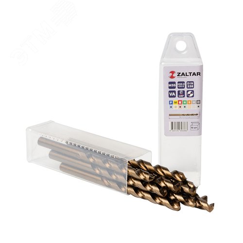 Сверло по металлу, индустриальное, DIN 338, HSS-E Co5, Тип VA, 5xD, 7,00 мм, (1 комплект-10 шт) - фото 1