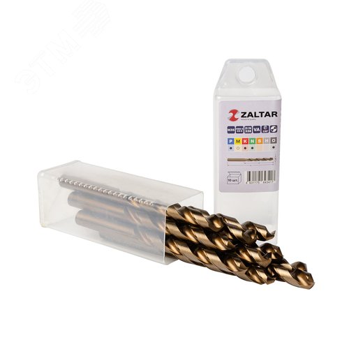 Сверло по металлу, индустриальное, DIN 338, HSS-E Co5, Тип VA, 5xD, 9,50 мм, (1 комплект-10 шт) - фото 1