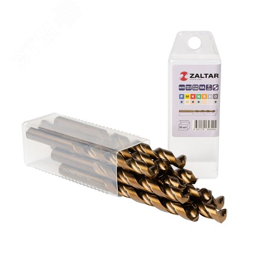 Сверло по металлу, индустриальное, DIN 338, HSS-E Co5, Тип VA, 5xD, 10,00 мм, (1 комплект-10 шт) - фото 1