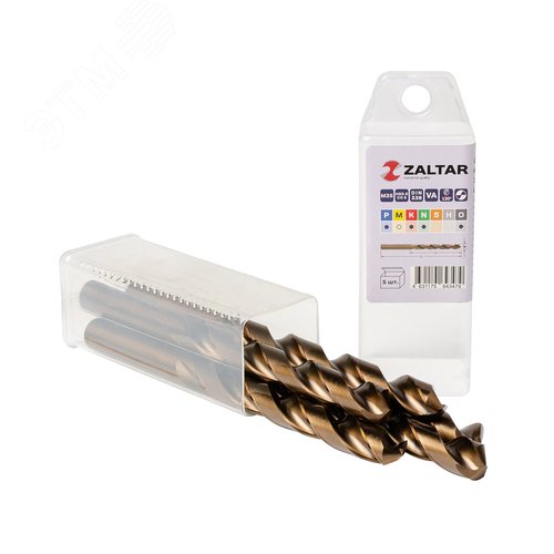 Сверло по металлу, индустриальное, DIN 338, HSS-E Co5, Тип VA, 5xD, 12,00 мм, (1 комплект-5 шт) - фото 1