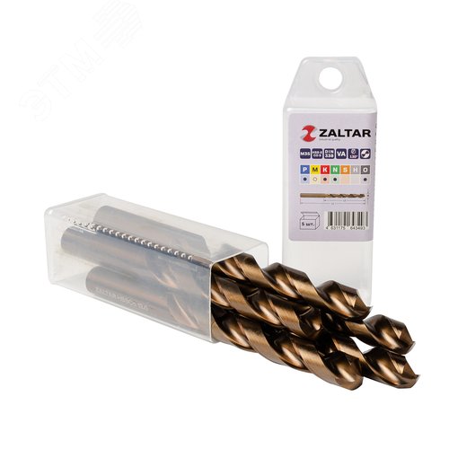 Изображение товара Сверло по металлу, индустриальное, DIN 338, HSS-E Co5, Тип VA, 5xD, 13,00 мм, (1 комплект-5 шт) (упак)
