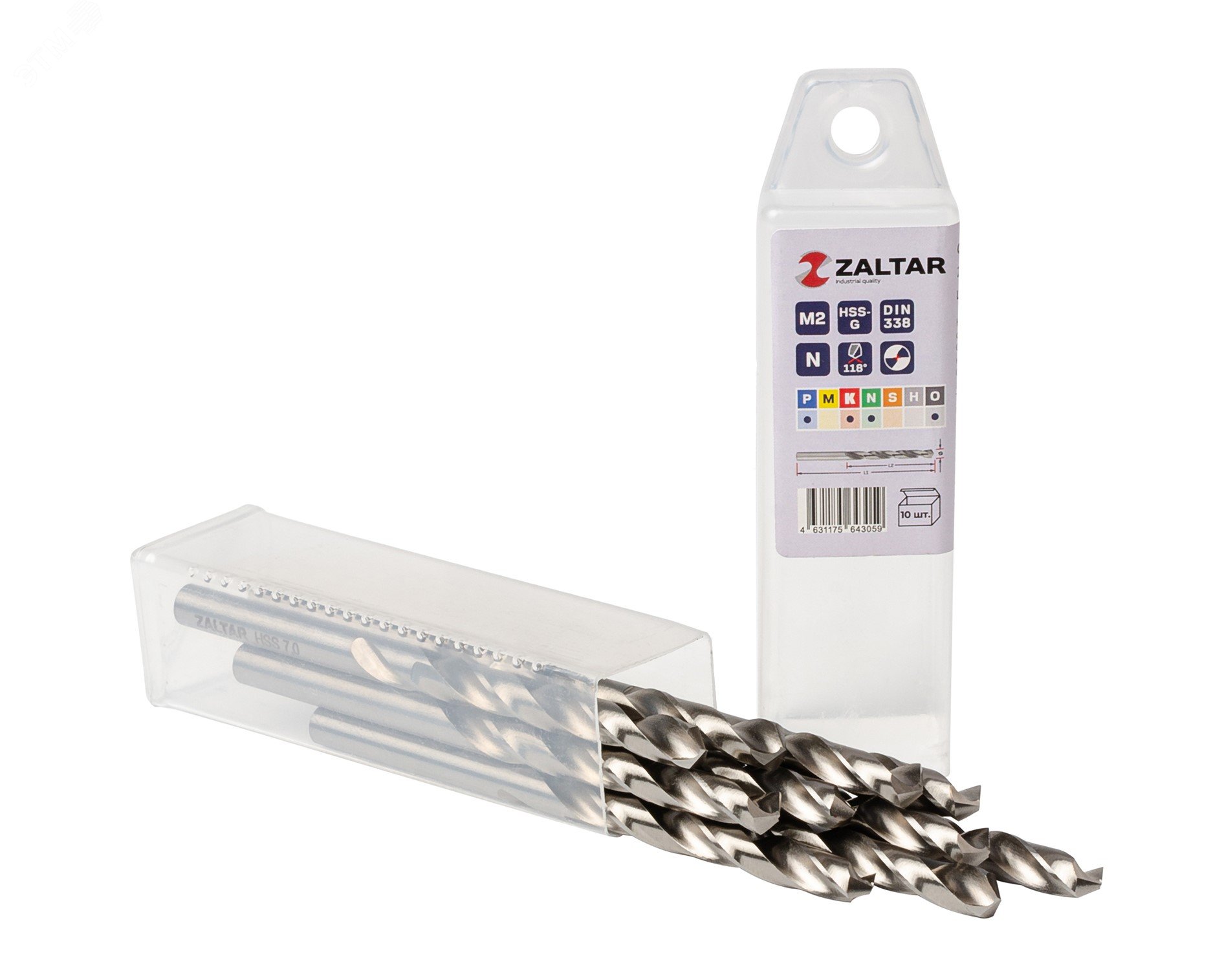 Изображение товара Комплект индустриальных сверл по металлу HSS-G DIN 338 7 мм 10 шт