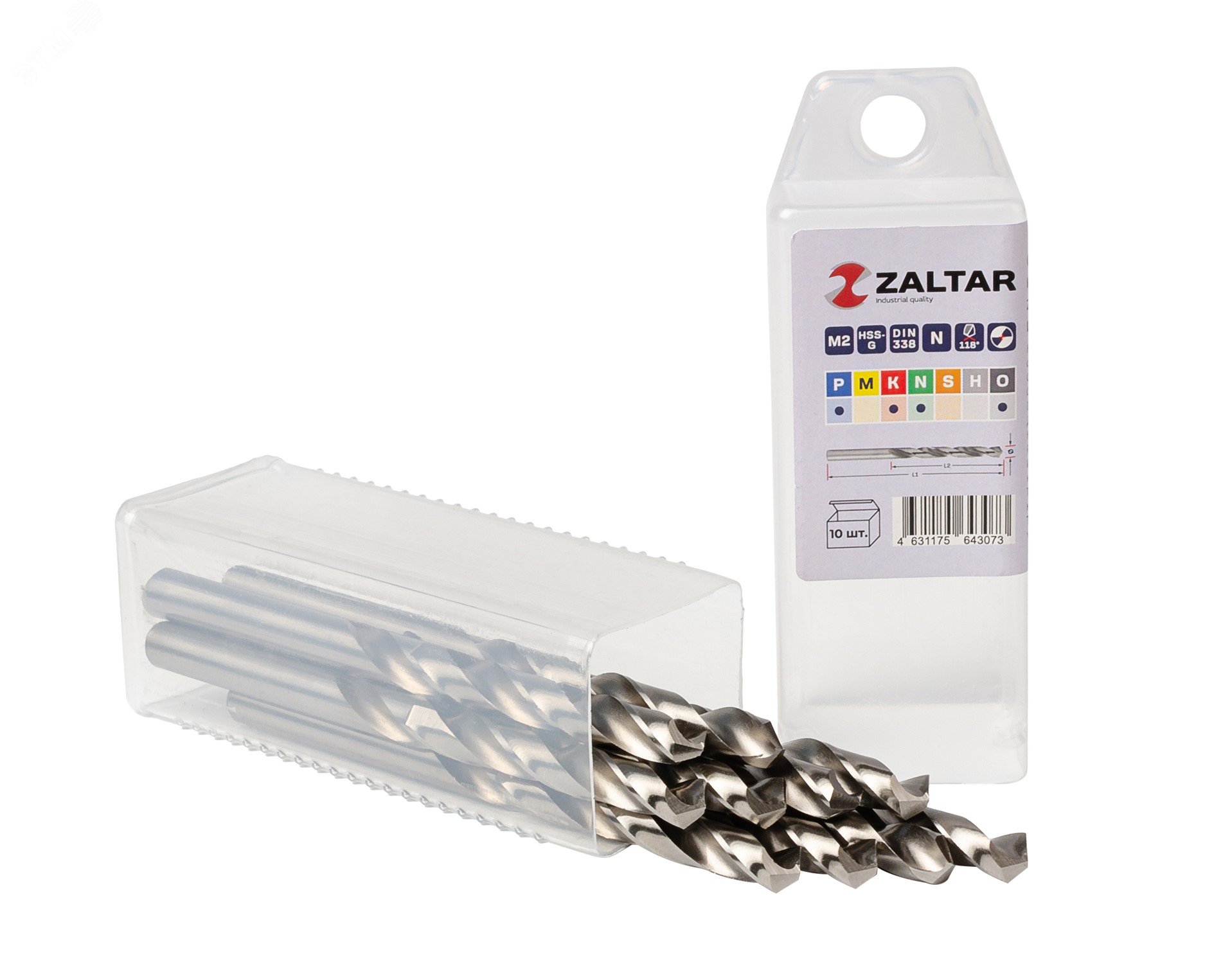 Изображение товара Комплект сверл по металлу HSS-G M2 DIN 338 8 мм 10 шт индустриальное качество