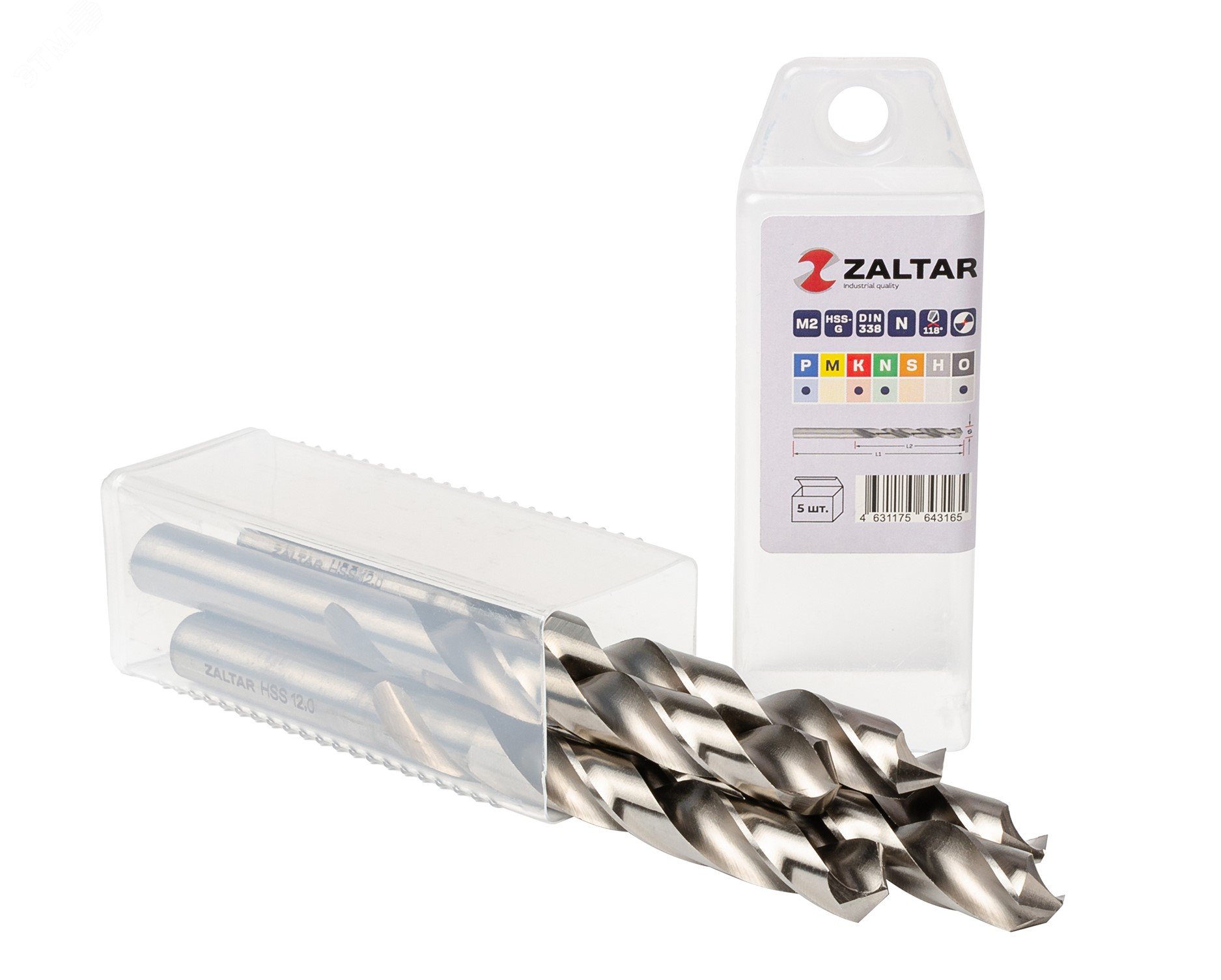 Изображение товара Комплект индустриальных сверл по металлу HSS-G M2 DIN 338 12 мм 5 шт