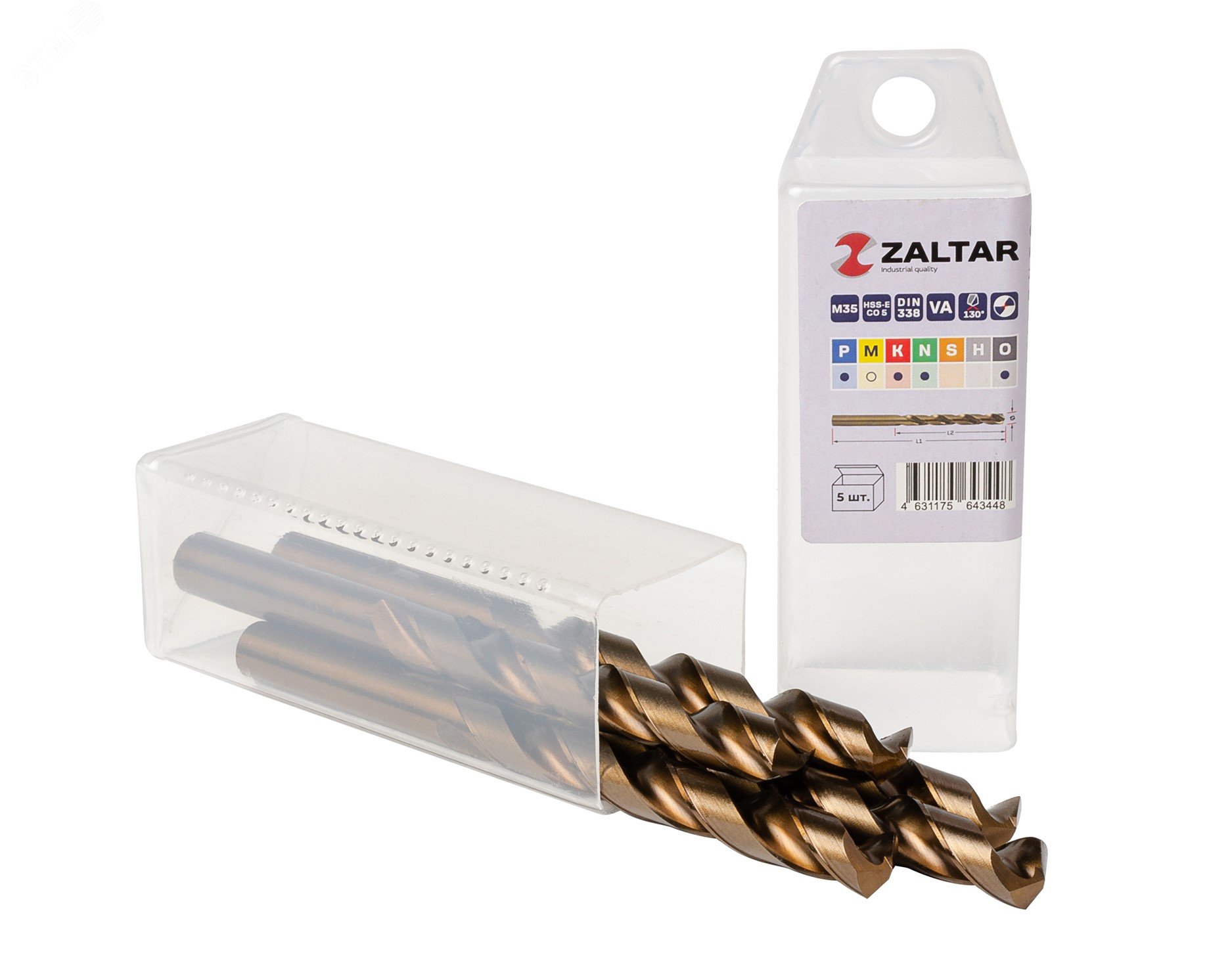 Изображение товара Комплект индустриальных сверл по металлу HSS-E Co5 DIN 338 5 шт 10,50 мм