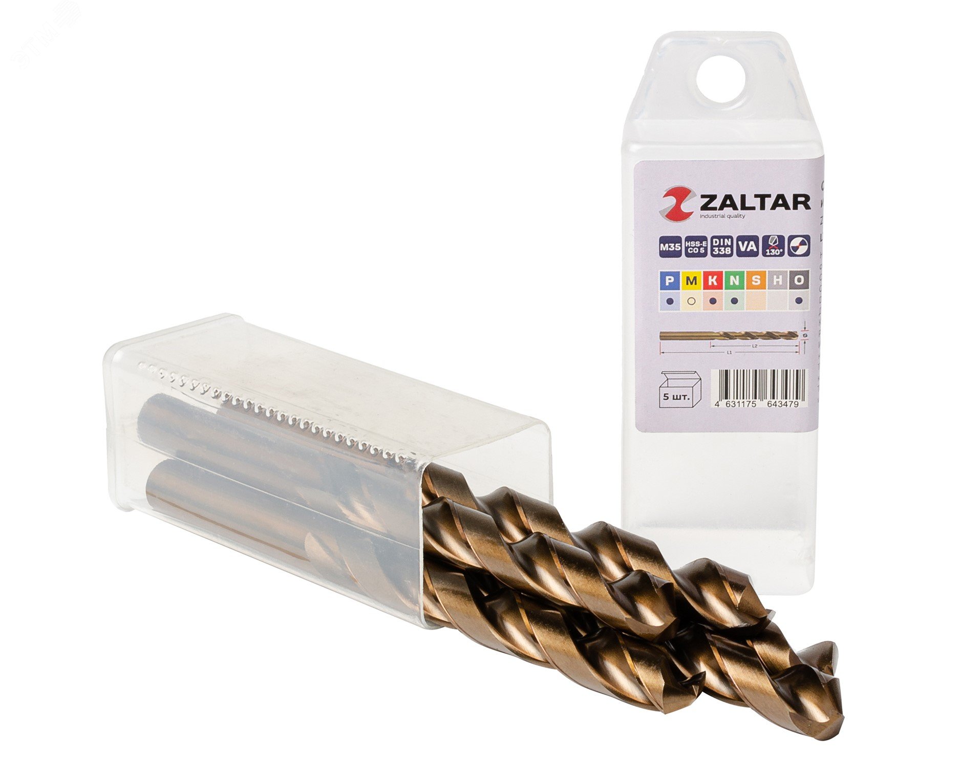 Изображение товара Сверло по металлу индустриальное HSS-E Co5 DIN 338 12мм 5 шт