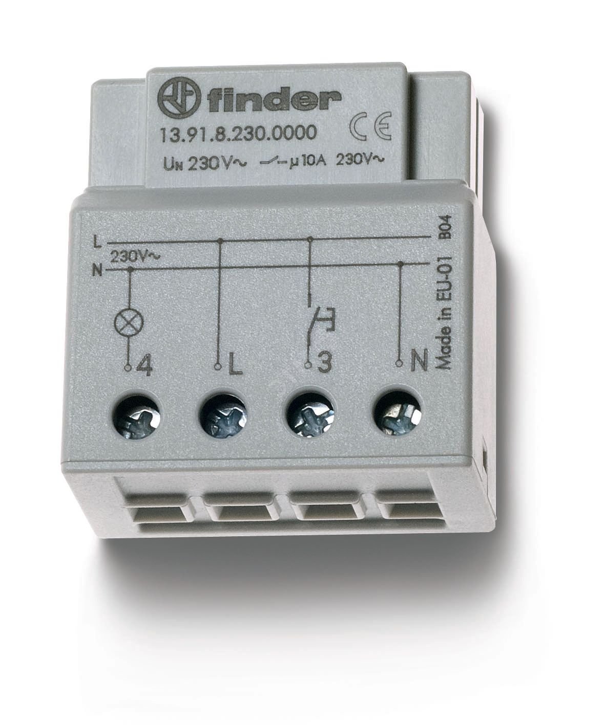 Модульные Электронные шаговые реле, 1NO 16A, 3 или 4 проводная система, Упаковка с 1 реле 13.91.8.230.0000PAS FINDER