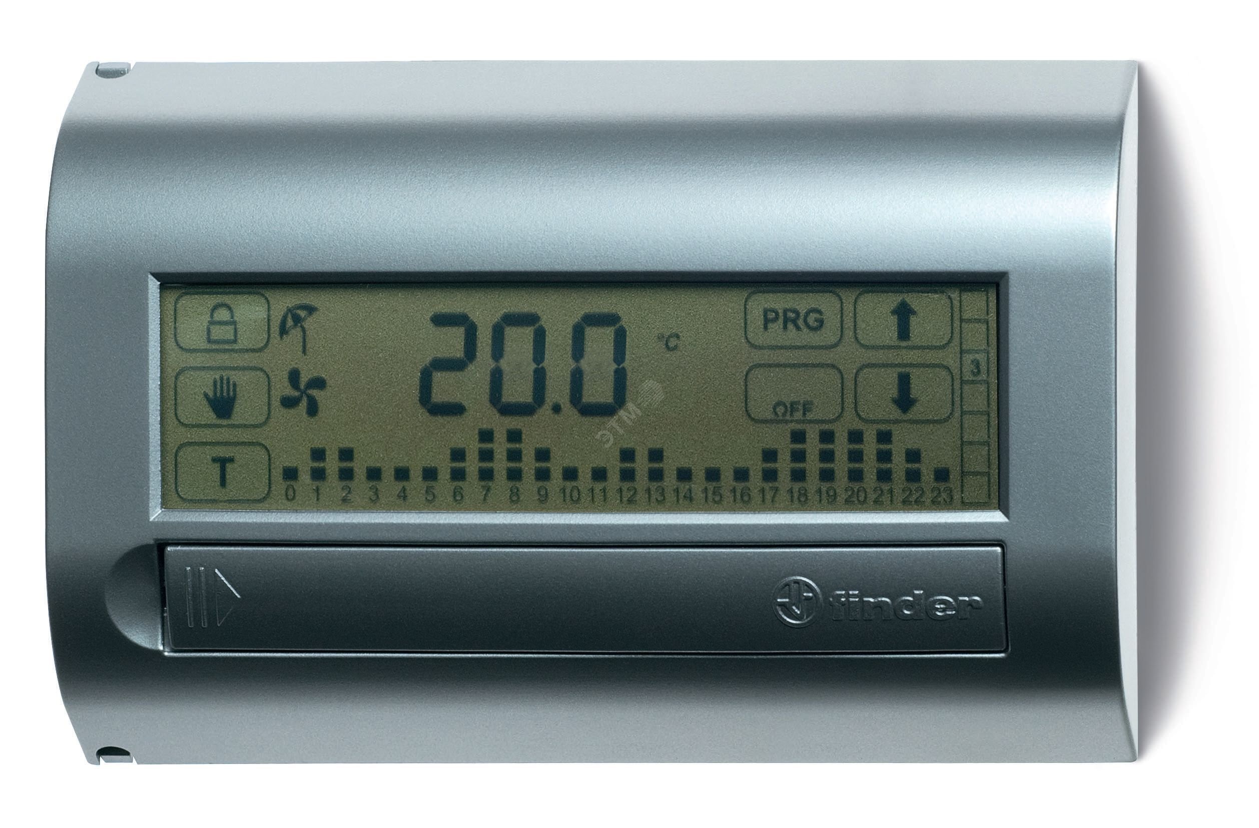 Комнатный цифровой термостат с недельным таймером Touch Basic, сенсорный экран, питание 3В DС, 1СО 5А, монтаж на стену, цвет белый, упаковка 1шт. 1C.71.9.003.0007PAS FINDER