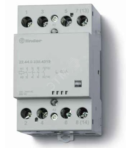 Контактор модульный 4NO 40А контакты AgSnO2 катушка 230В АС/DC 53.5мм IP20 механический индикатор (1шт) 22.44.0.230.4310PAS FINDER - превью 2