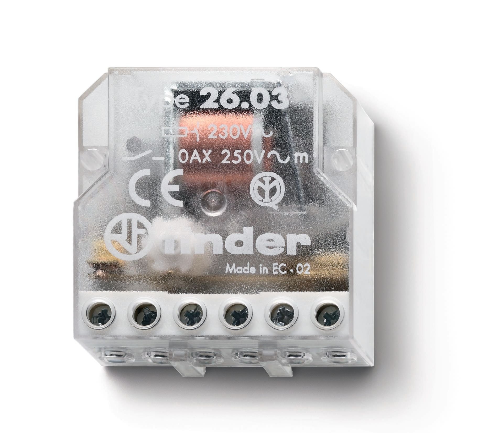 Реле шаговое электромеханическое, 1NO+1NC 10А, 2 состояния, контакты AgNi, питание 24В АC, монтаж в коробке, степень защиты IP20