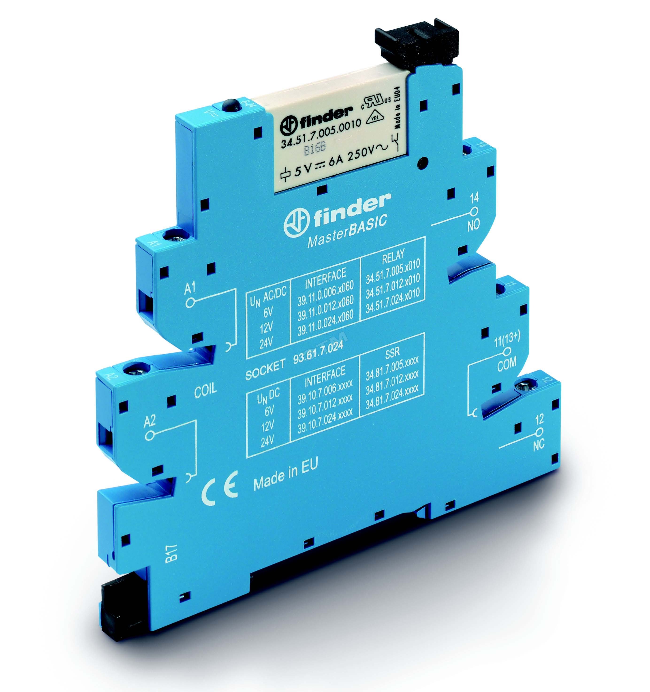 Модуль интерфейсный сборка 34.81.7.024.8240 + 93.63.7.024, твердотельное реле, серия MasterPLUS, выход 2A 240В AC, питание 24В DC, IP20, винтовые клеммы