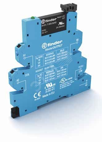 Модуль интерфейсный (сборка 34.81.7.024.9024 + 93.65.7.024), твердотельное реле, серия MasterOUTPUT, выход 6A (24В DC), питание 24В DC, категория защиты IP20, безвинтовые клеммы Push-in 39.50.7.024.9024 FINDER - превью 2