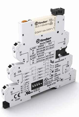 Модуль интерфейсный сборка 34.51.7.012.0010 + 93.69.0.024, электромеханическое реле с таймером, MasterTimer, 1CO 6A, контакты AgNi, питание 12В АС/DC, IP20, безвинтовые клеммы Push-in