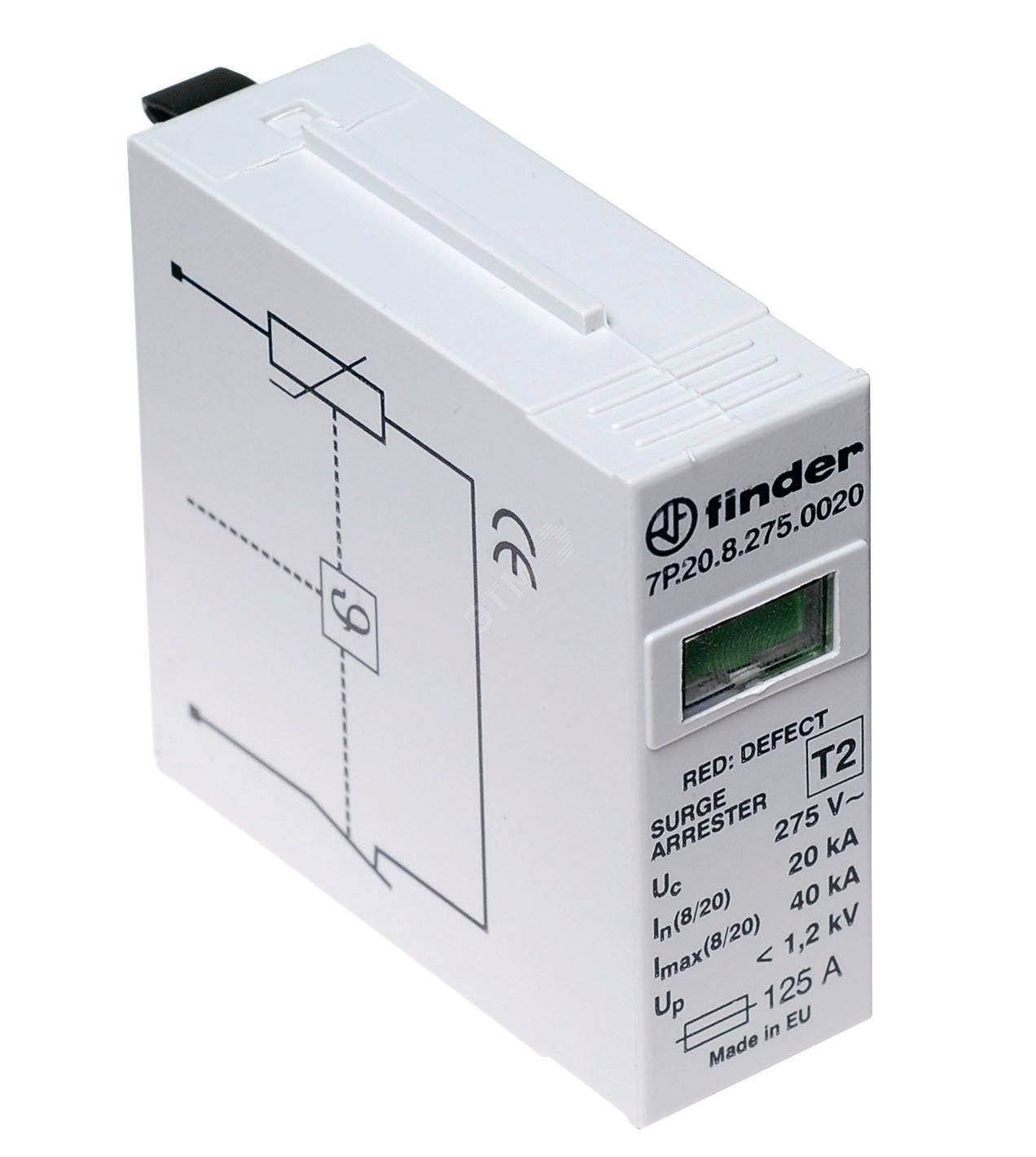 Модуль сменный для устройств защиты от импульсных перенапряжений искровый разрядник (255В AC) 7P.10.1.000.0025 FINDER