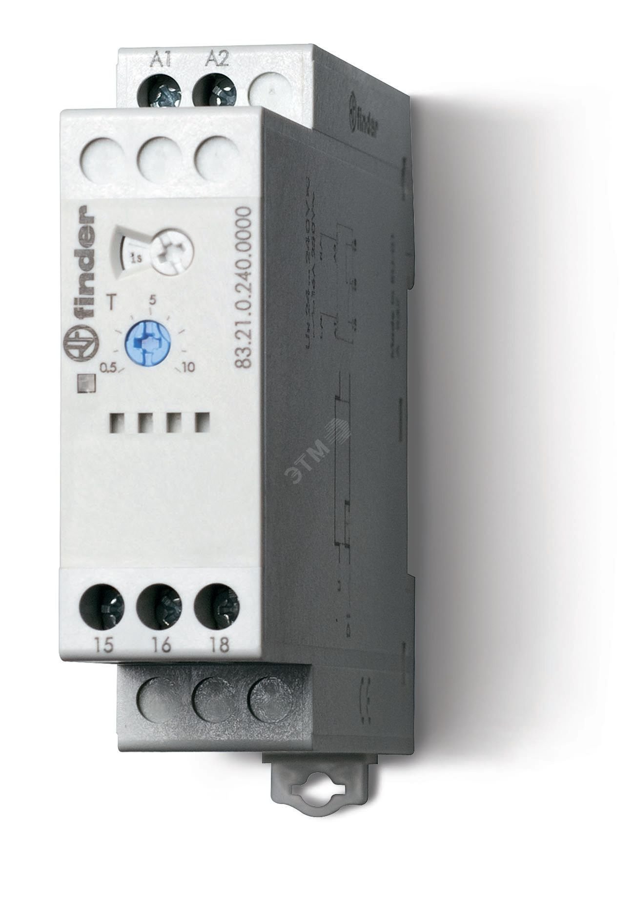 Изображение товара Таймер модульный 1-функциональный (DI), питание 24…240В АС/DC, 1CO 16A, ширина 22.5мм, регулировка времени 0.05с…10дней, степень защиты IP20 (шт)