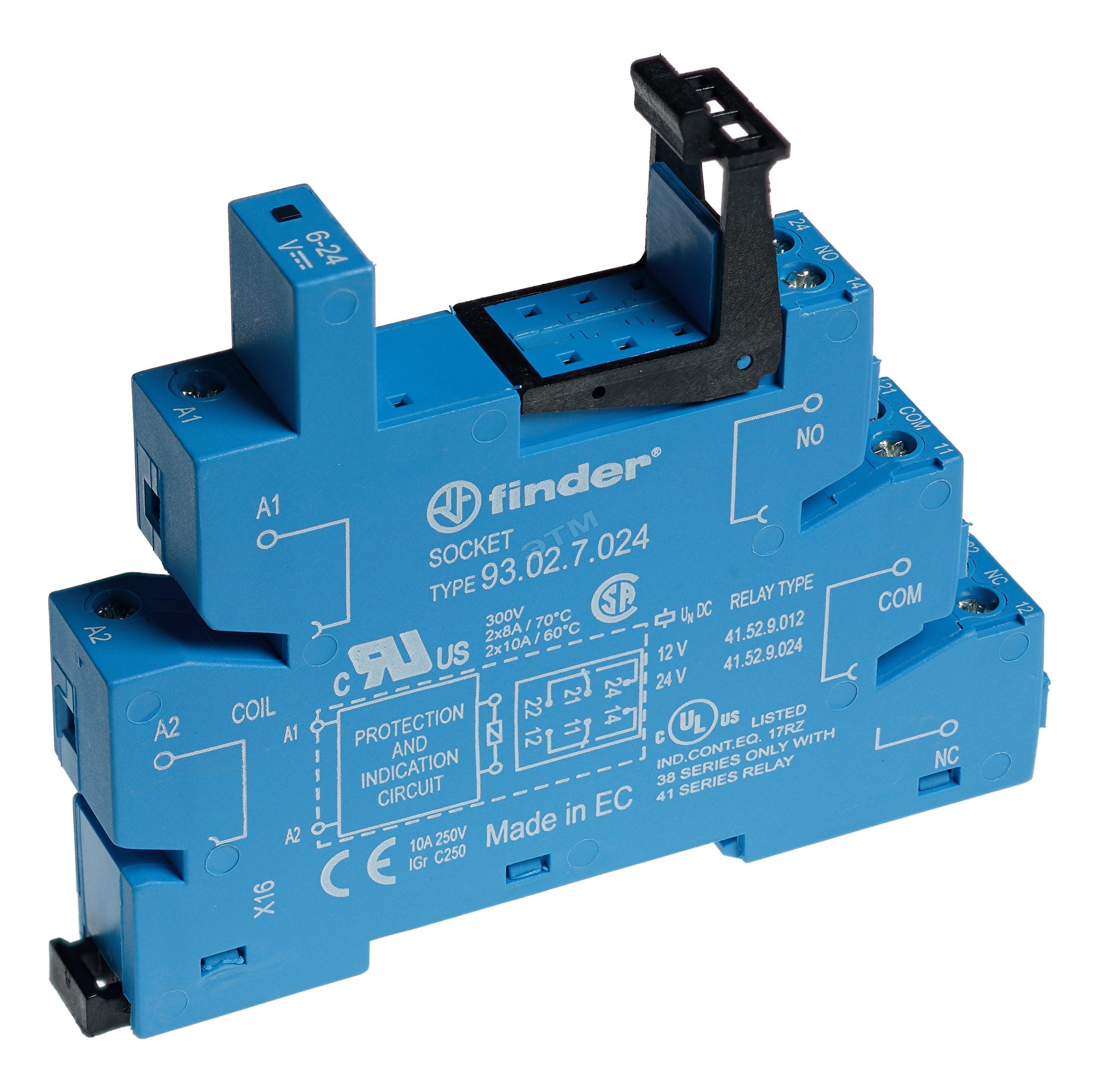 Розетка с винтовыми клеммами с зажимной клетью для реле 41, питание 60В DC
