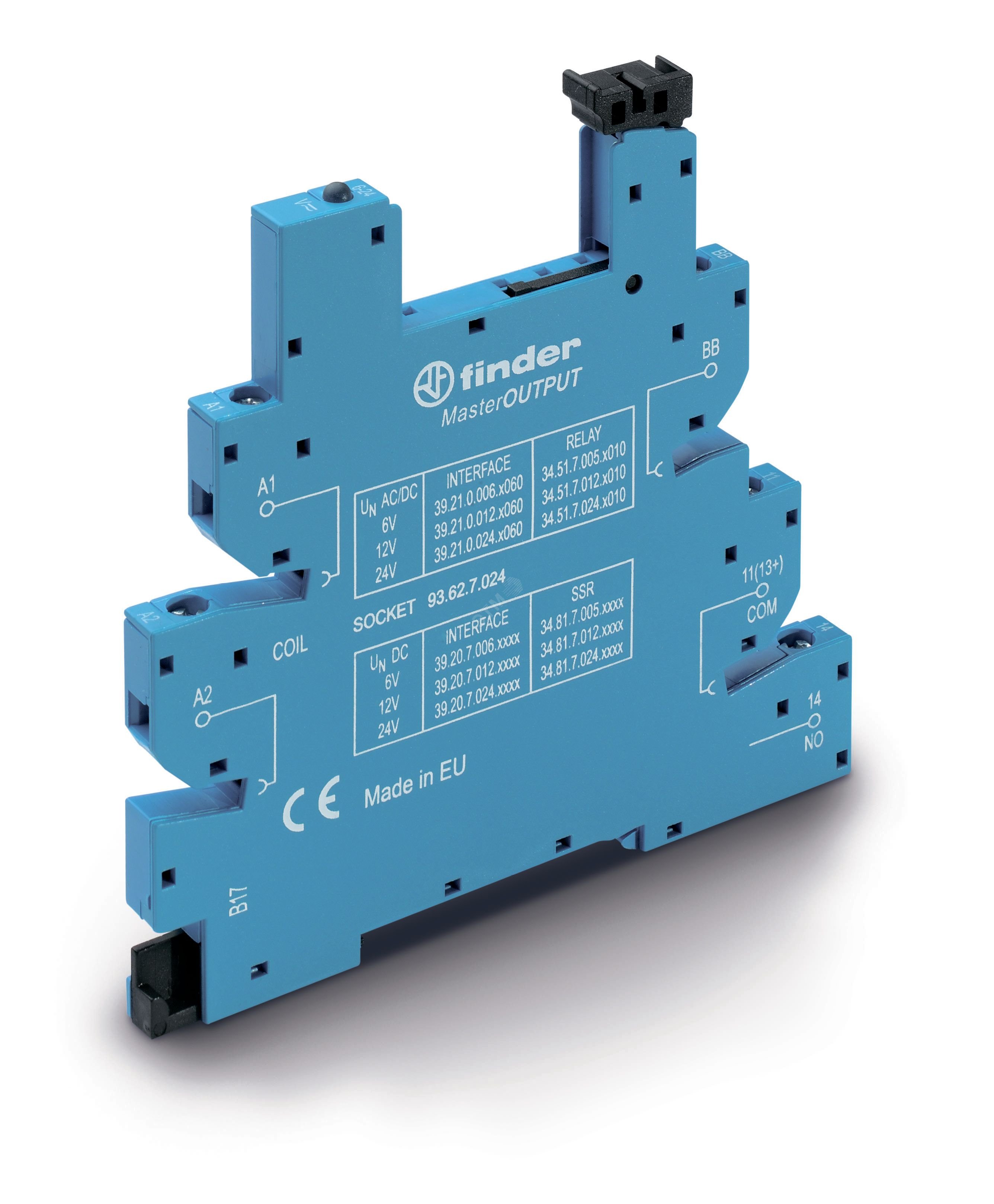 Розетка MasterOUTPUT с винтовыми клеммами с зажимной клетью для реле 34 серии, питание 230В АС