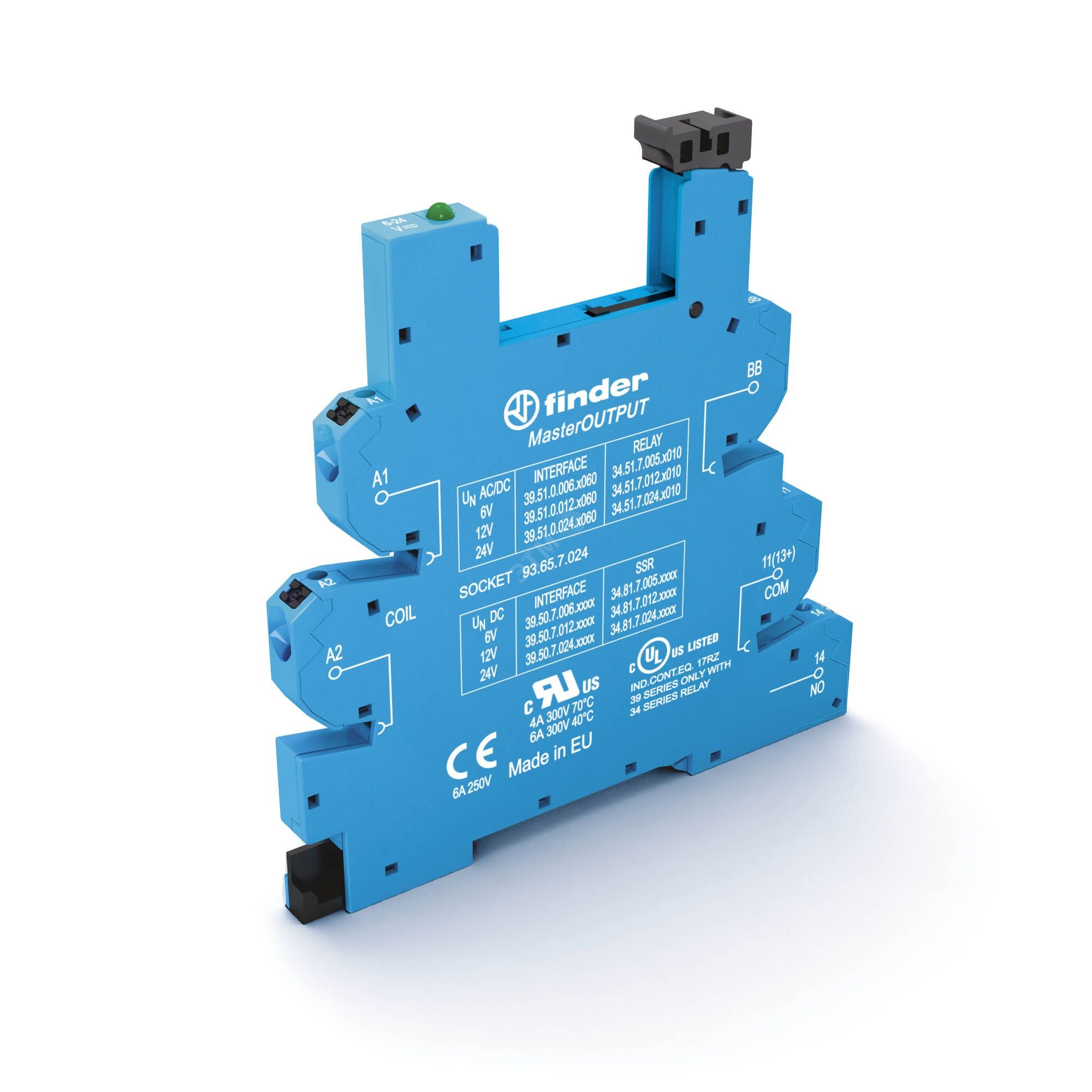 Изображение товара Розетка MasterOUTPUT с безвинтовыми клеммами Push-in для реле 34, питание 24В DC (шт)