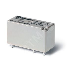 Изображение товара Реле низкопрофильное миниатюрное электромеханическое, монтаж на печатную плату, выводы с шагом 3.5мм, 1CO 12A, Контакты AgNi, катушка 24В DС, степень защиты RTII (шт)