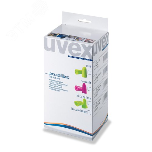 Изображение товара Вкладыши противошумные uvex Икс-Фит, одноразовые, упаковка 300 пар, лайм, SNR 37dB (упак)