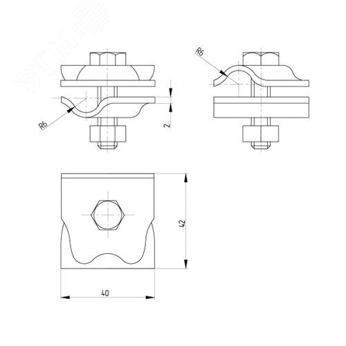Зажим соединительный круглого проводника 8-10 мм, оцинк. - фото 2