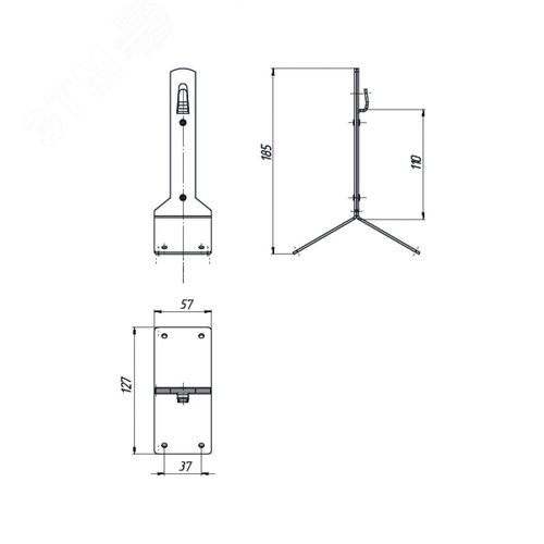 Держатель проводника круглого 6-10 мм для конька, высота 110 мм, оцинк. - фото 2
