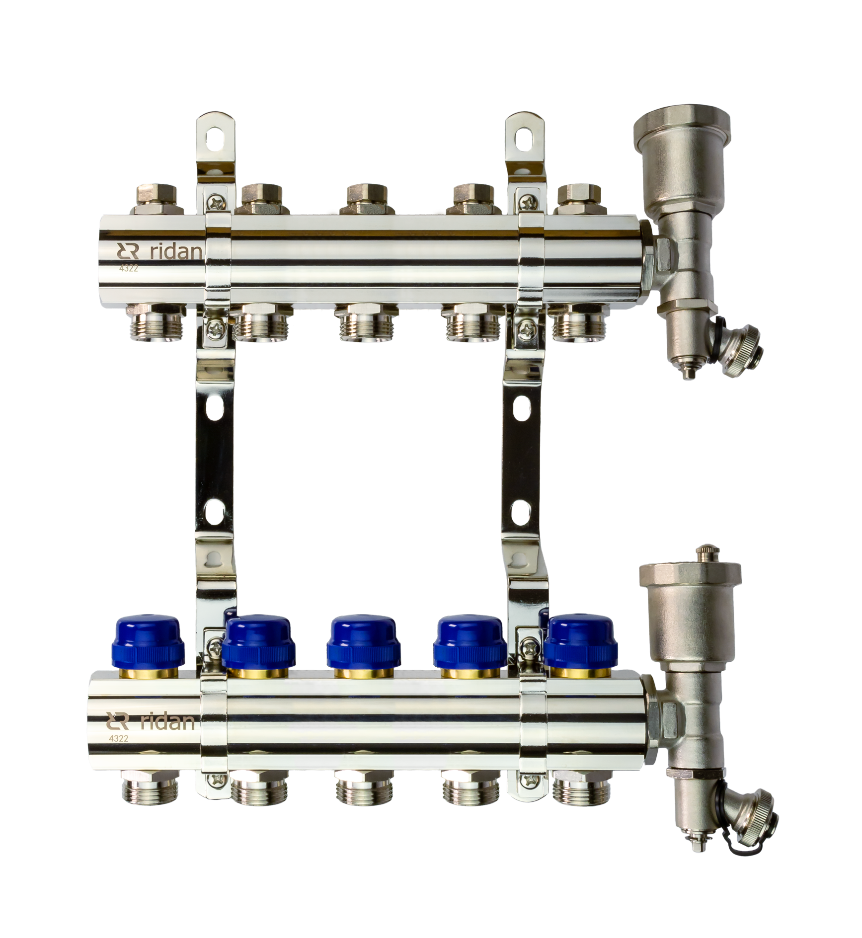 Коллекторная группа FHF-5R set 5 контуров 1'x3/4' c воздухоотводчиками и кронштейнами