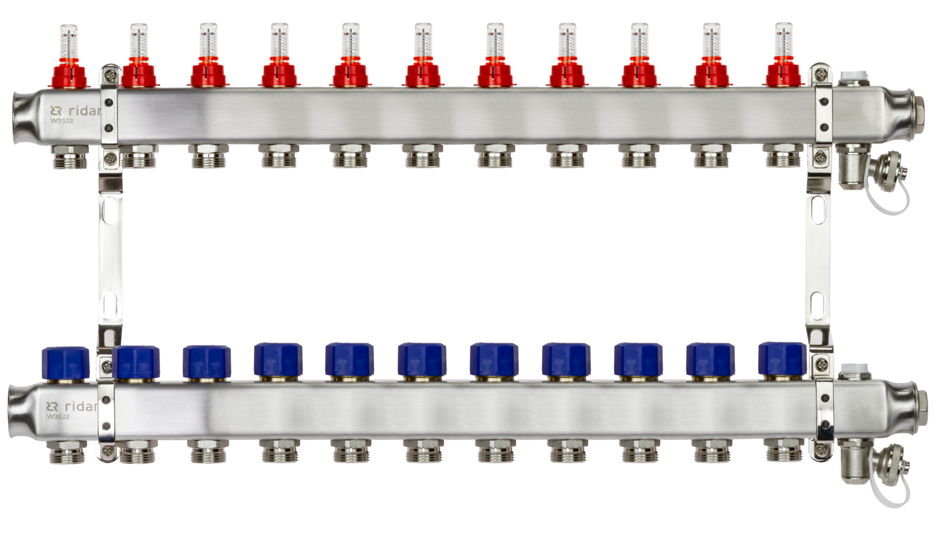 Коллекторная группа SSM-11RF set 11 контуров 1'X3/4' с расходомерами и кронштейнами