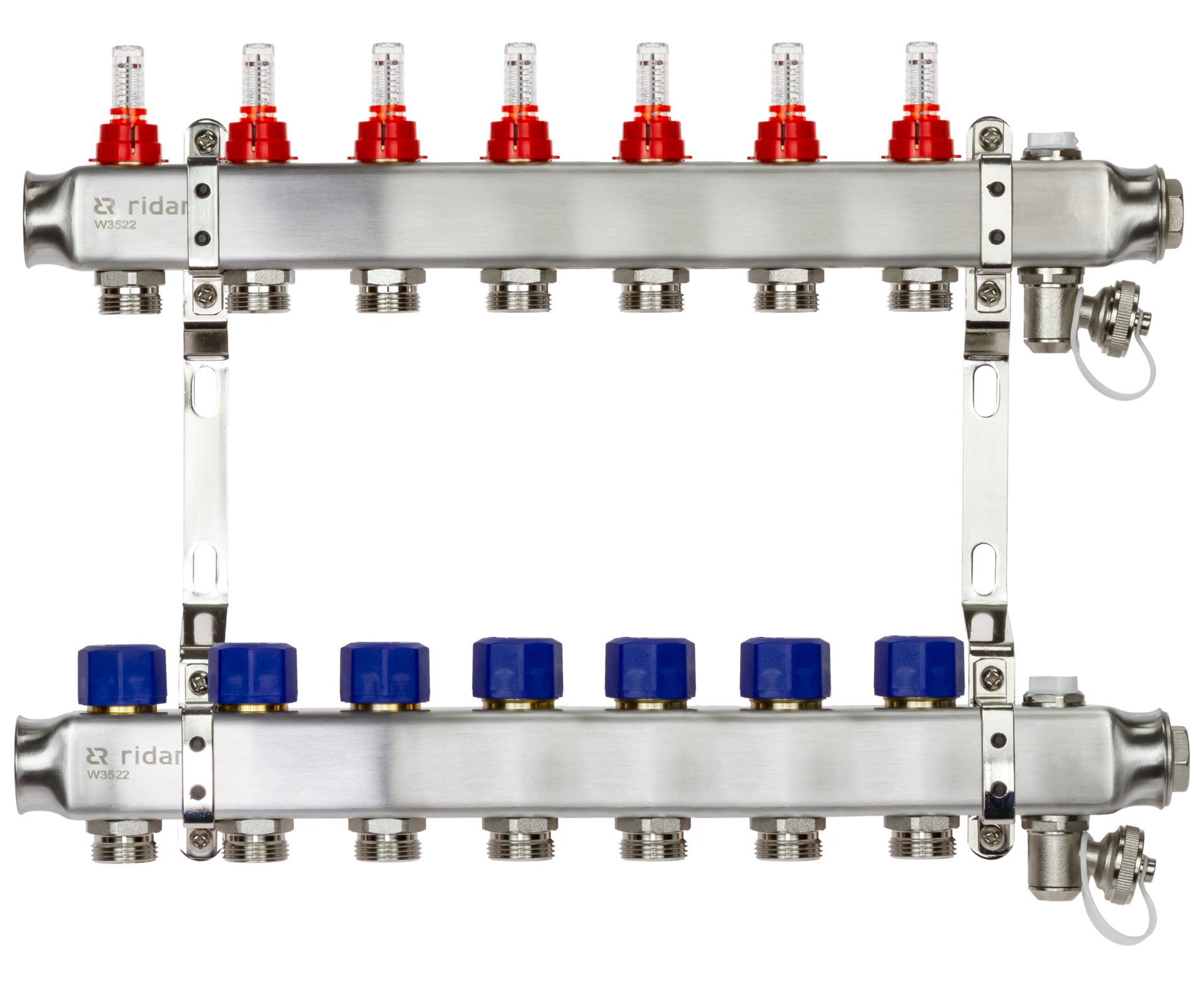 Коллекторная группа SSM-7RF set 7 контуров 1'X3/4' с расходомерами и кронштейнами