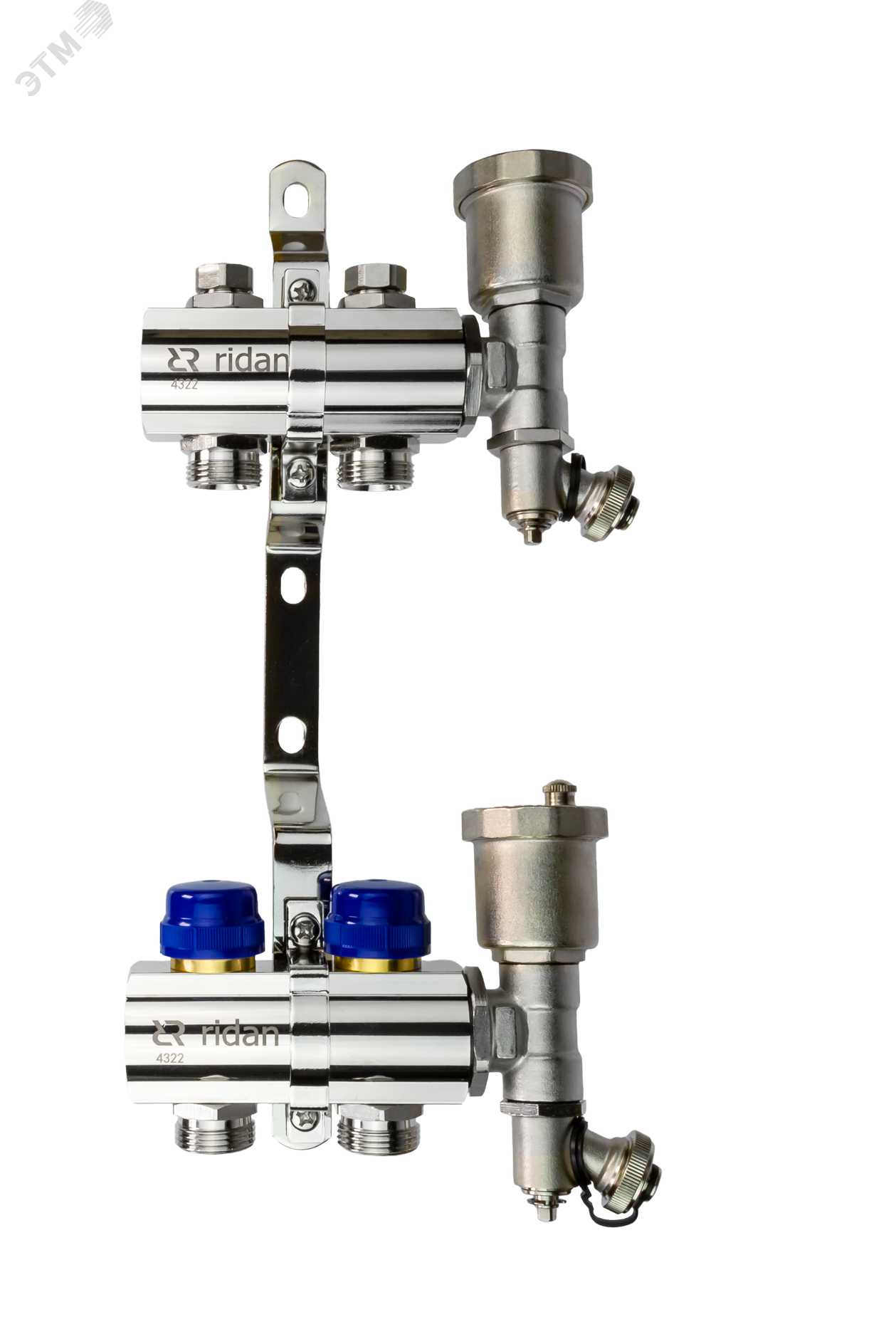 Изображение товара Коллекторная группа FHF-2R 2 контура, латунь никелированная, 90°C, 10 бар, 1''-3/4''