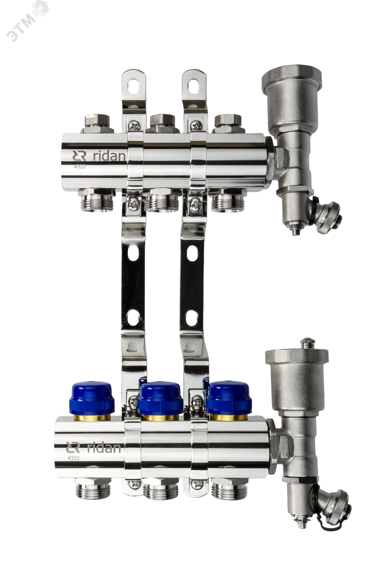 Изображение товара Коллекторная группа FHF-3R set 3 контура 1'x3/4' c воздухоотводчиками и кронштейнами (шт)