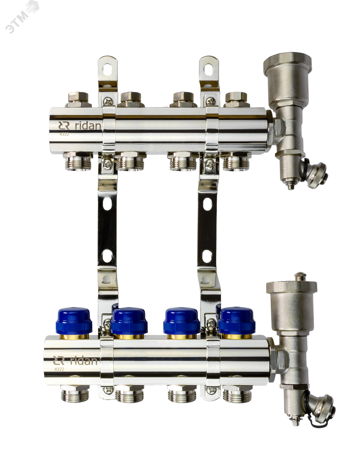 Изображение товара Коллекторная группа FHF-4R set 4 контура 1'x3/4' c воздухоотводчиками и кронштейнами (шт)