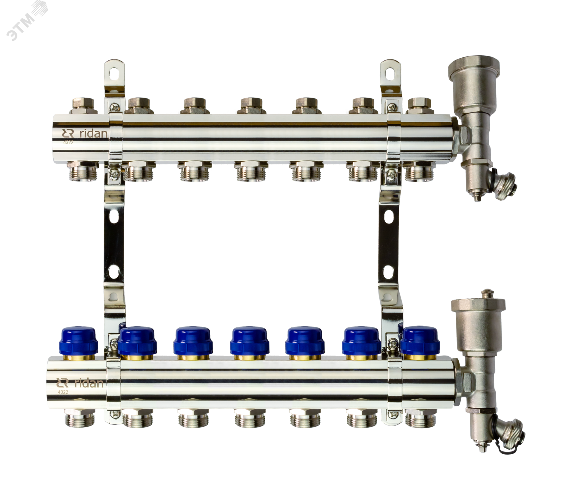 Изображение товара Коллекторная группа FHF-7R set 7 контуров 1'x3/4' c воздухоотводчиками и кронштейнами (шт)