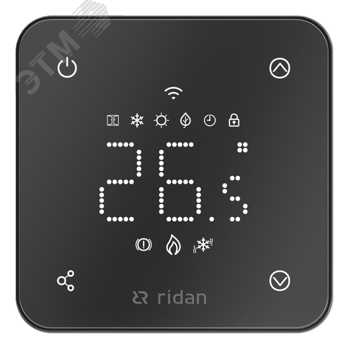 Изображение товара Термостат комнатный сенсорный встраиваемый Rsmart-FB с Wi-Fi подключением черный (шт)