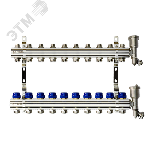 Изображение товара Коллекторная группа FHF-10R set 10 контуров 1'x3/4' c воздухоотводчиками и кронштейнами (шт)