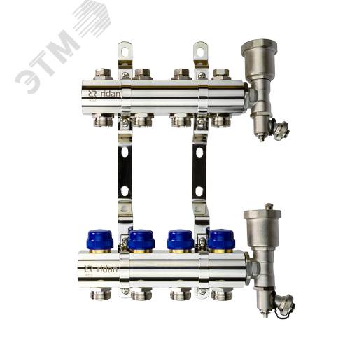 Изображение товара Коллекторная группа FHF-4R set 4 контура 1'x3/4' c воздухоотводчиками и кронштейнами (шт)