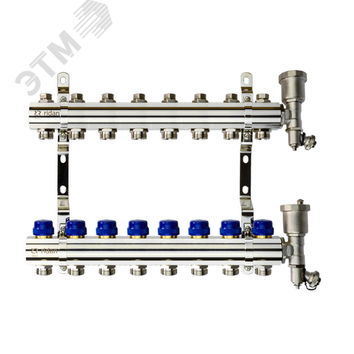 Изображение товара Коллекторная группа FHF-8R set 8 контуров 1'x3/4' c воздухоотводчиками и кронштейнами (шт)