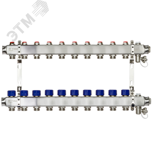 Изображение товара Коллекторная группа SSM-10R set 10 контуров 1'X3/4' с термостатическими клапанами и кронштейнами (шт)