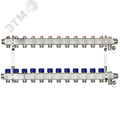 Изображение товара Коллекторная группа SSM-12R set 12 контуров 1'X3/4' с термостатическими клапанами и кронштейнами (шт)