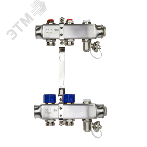 Изображение товара Коллекторная группа SSM-2R set 2 контура 1'X3/4' с термостатическими клапанами и кронштейнами (шт)
