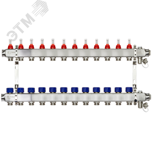 Изображение товара Коллекторная группа SSM-12RF set 12 контуров 1'X3/4' с расходомерами и кронштейнами (шт)