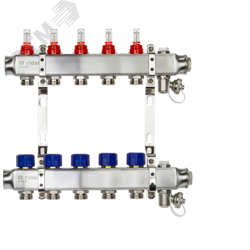 Изображение товара Коллекторная группа SSM-5RF set 5 контуров 1'X3/4' с расходомерами и кронштейнами (шт)