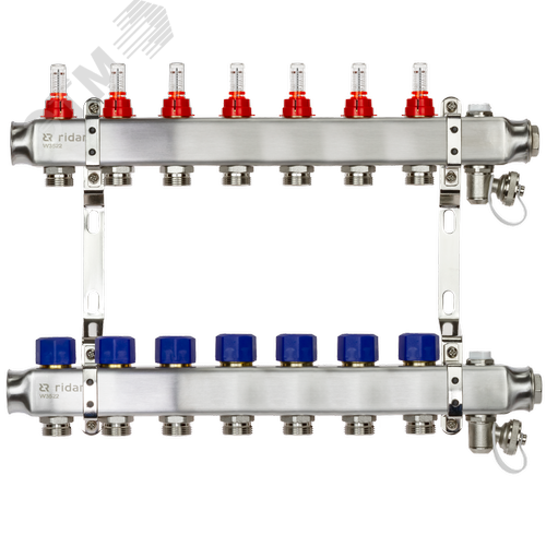 Изображение товара Коллекторная группа SSM-7RF set 7 контуров 1'X3/4' с расходомерами и кронштейнами (шт)