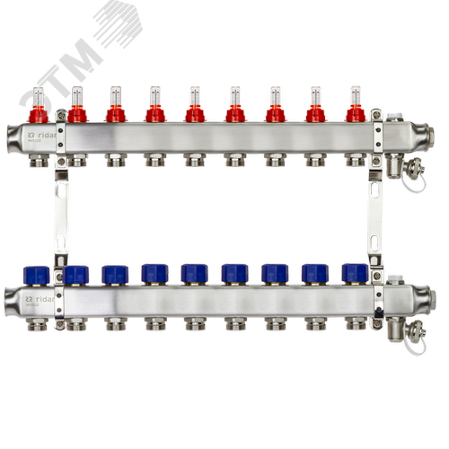 Изображение товара Коллекторная группа SSM-9RF set 9 контуров 1'X3/4' с расходомерами и кронштейнами (шт)
